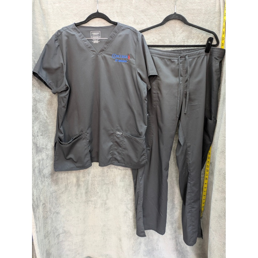 Concorde RT Instructor Scrub Set Womens XL Grey Top Pants Workwear Outfit